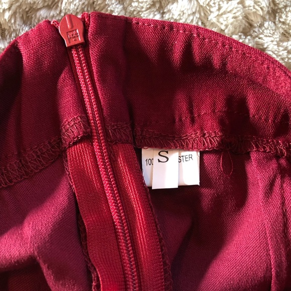 Burgundy Wine High Waist Paperbag Bow Tie Pants - Picture 10 of 11